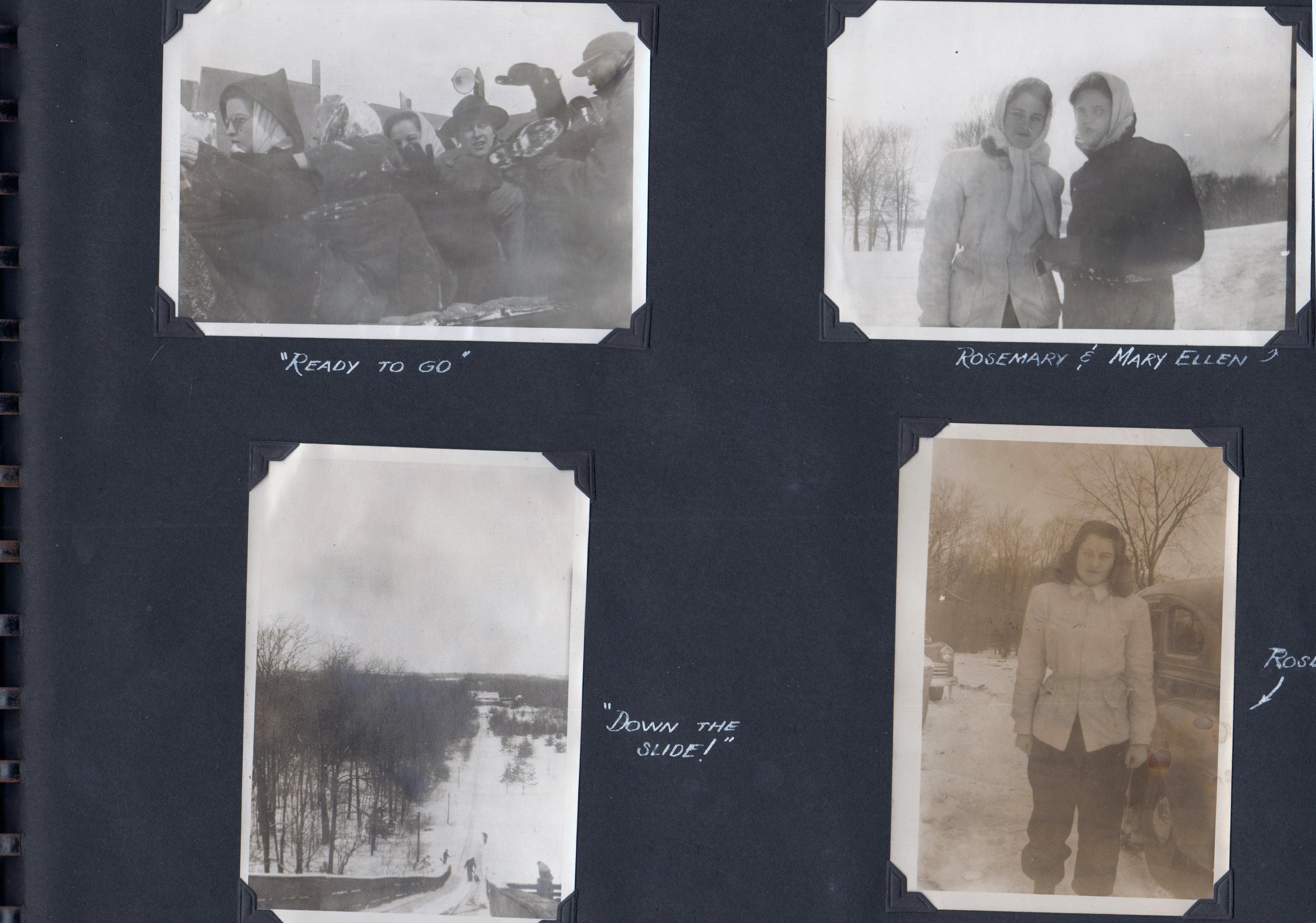 Ready to go. Down the slide (Pokagon bobsled). Rosemary & Mary Ellen. Rose.