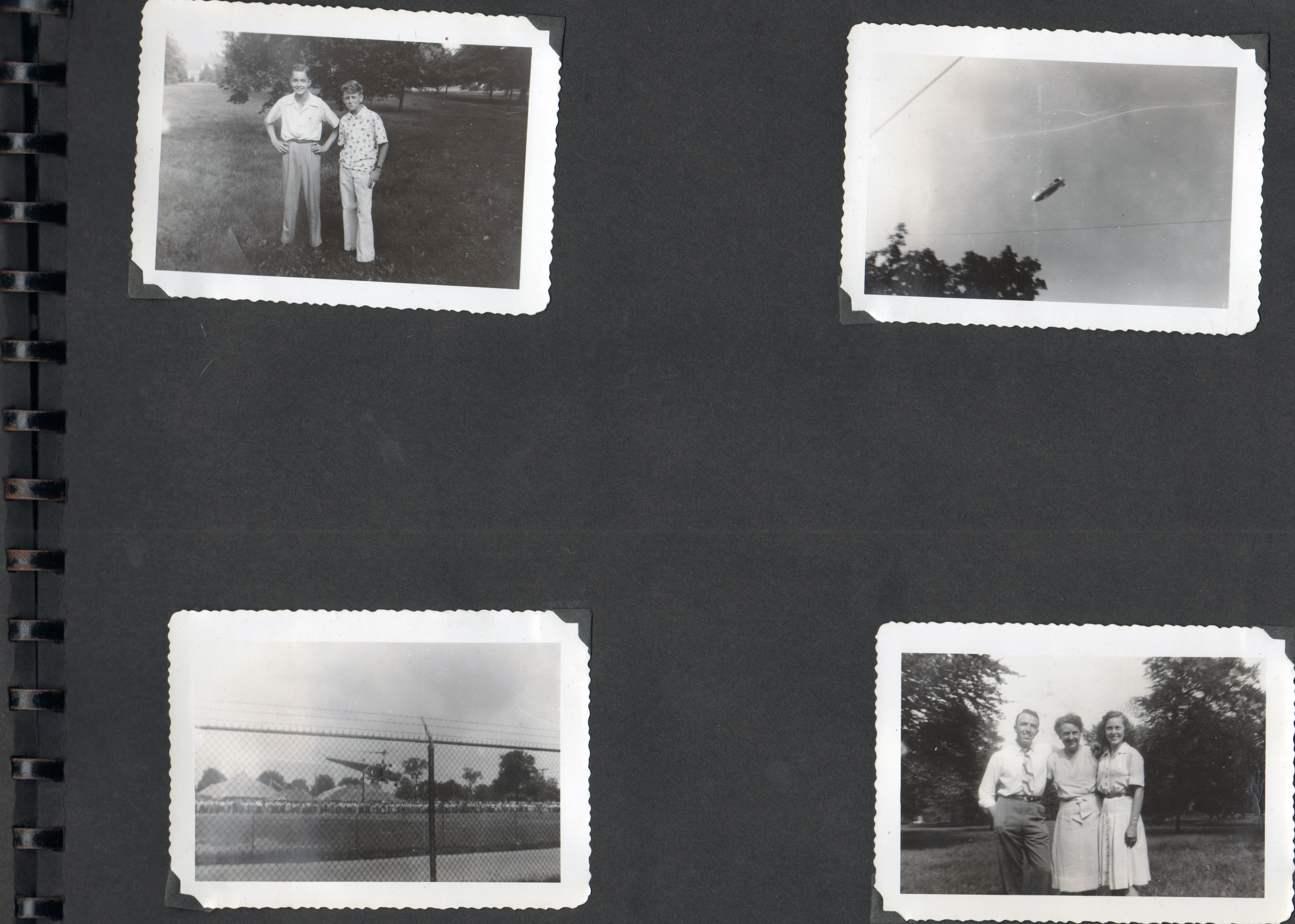 (Glen and boy. Blimp. Helicopter landing. Russ, ???, Joyce Roberts)