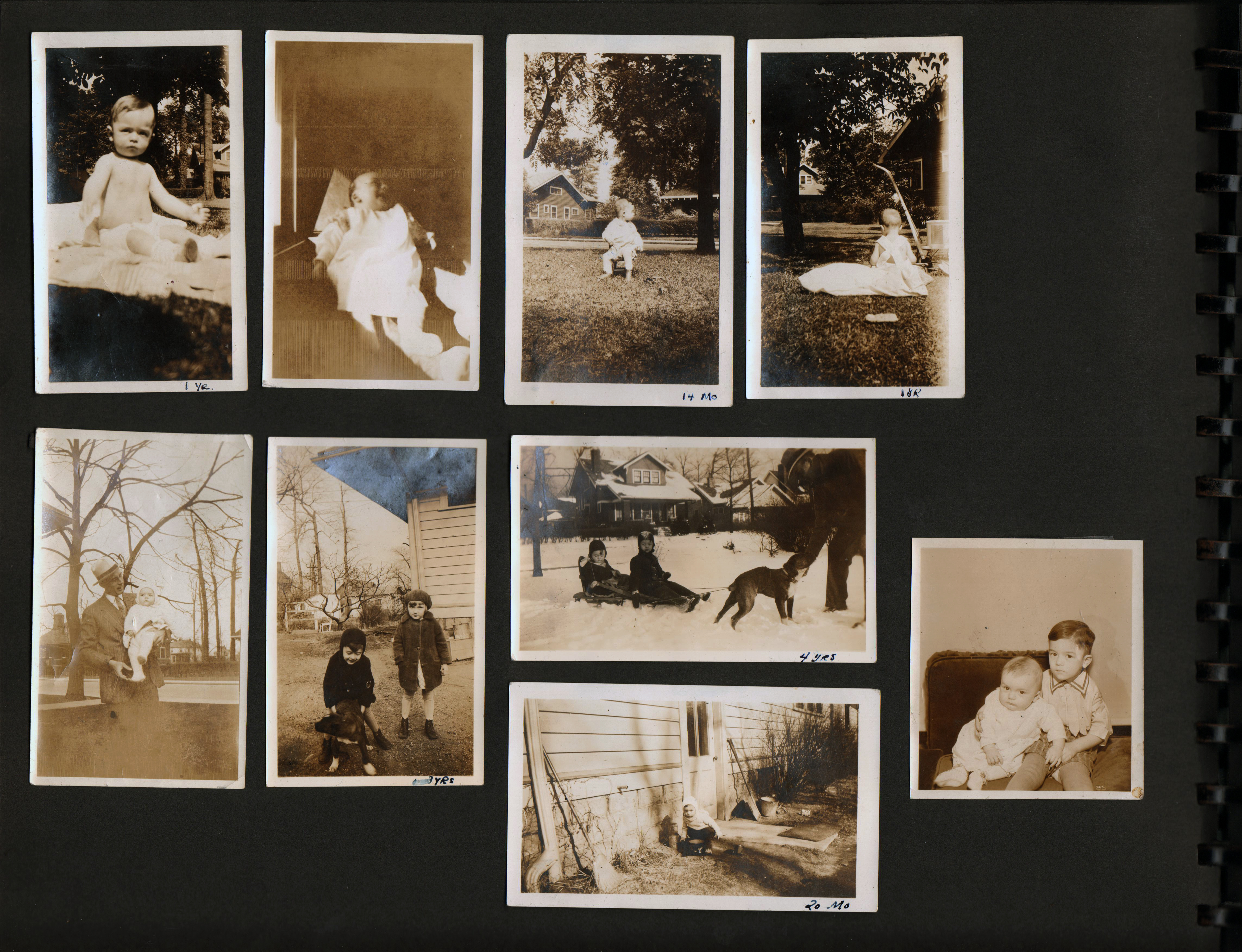 (6122 Carrollton yard. John, Glen, Girstle. John 3 with dog.)