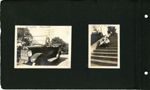 Girstle behind the wheel of a Maxwell - probably on 96th in front of his house. Edith and Edna sitting on long concrete steps.