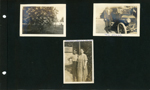 Tom Hague standing by car. Frank and Minnie Eaton.