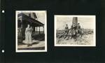 Edith or Edna by porch of her house 8369 E. 96th Street. Maybe Edith with two boys by tree.