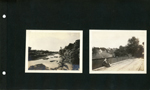 Edna or Edith sitting on a iron bridge. River.  