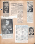newspaper clipping - Benjamin Everroad of Vonnegut Hardware obit. newspaper clipping - HS basketball sched. newspaper clipping - Minnie Eaton obit - wife of Frank O Eaton of BR. newspaper clipping - Donnie Baird with BB. newspaper clipping - Joan Ernst of 911 61st St to wed Robert Perry.