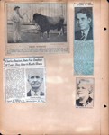 newspaper clipping - ML Hessong of Nora with prize bull. newspaper clipping - AH Sheets obit. newspaper clipping - Charles Dawson state fair employe obit. newspaper clipping - Jeannette Bunnell.