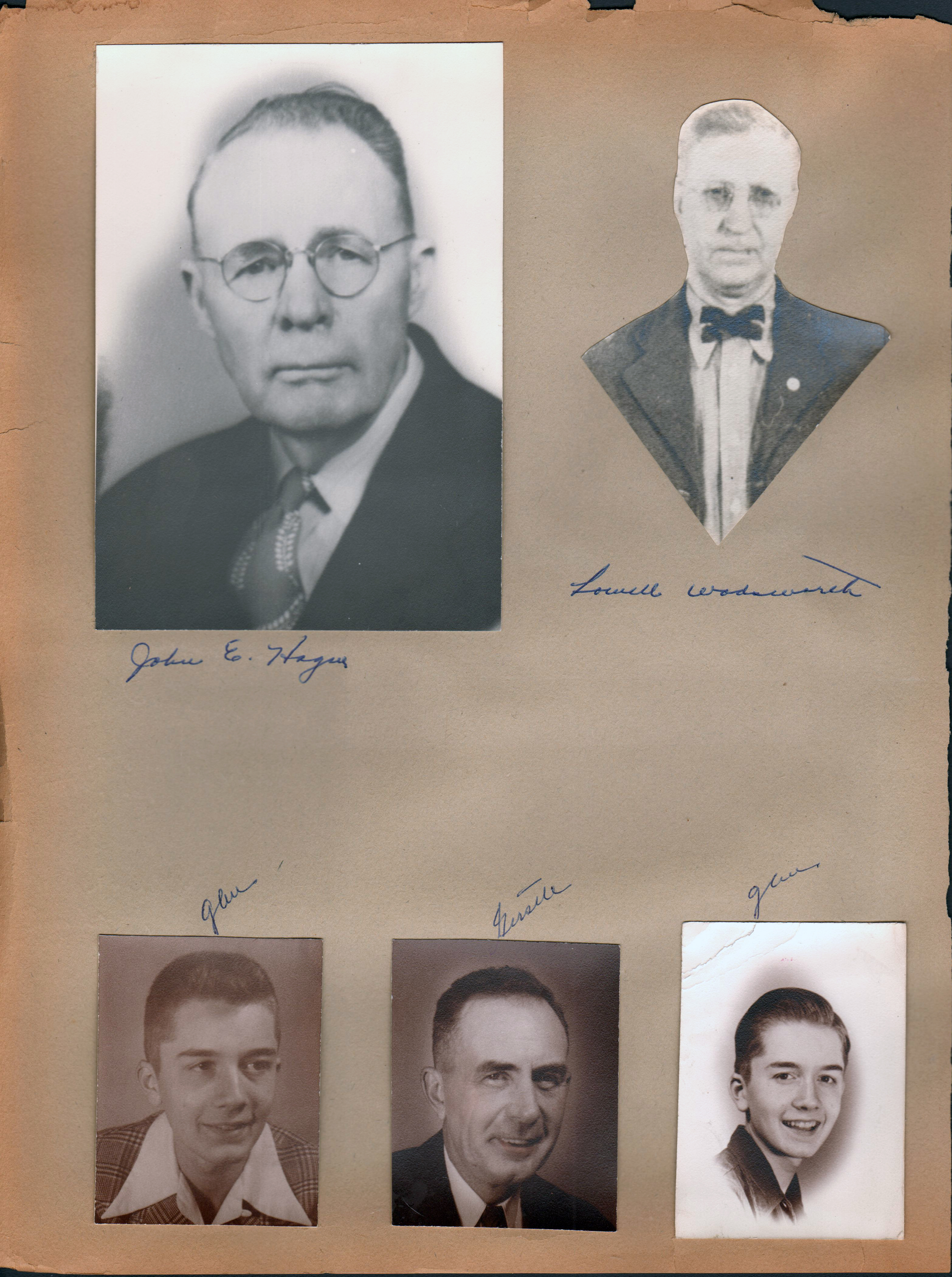portraits - John E. Hague, Lowell Wadsworth (Nitha's husband), Glen, Girstle