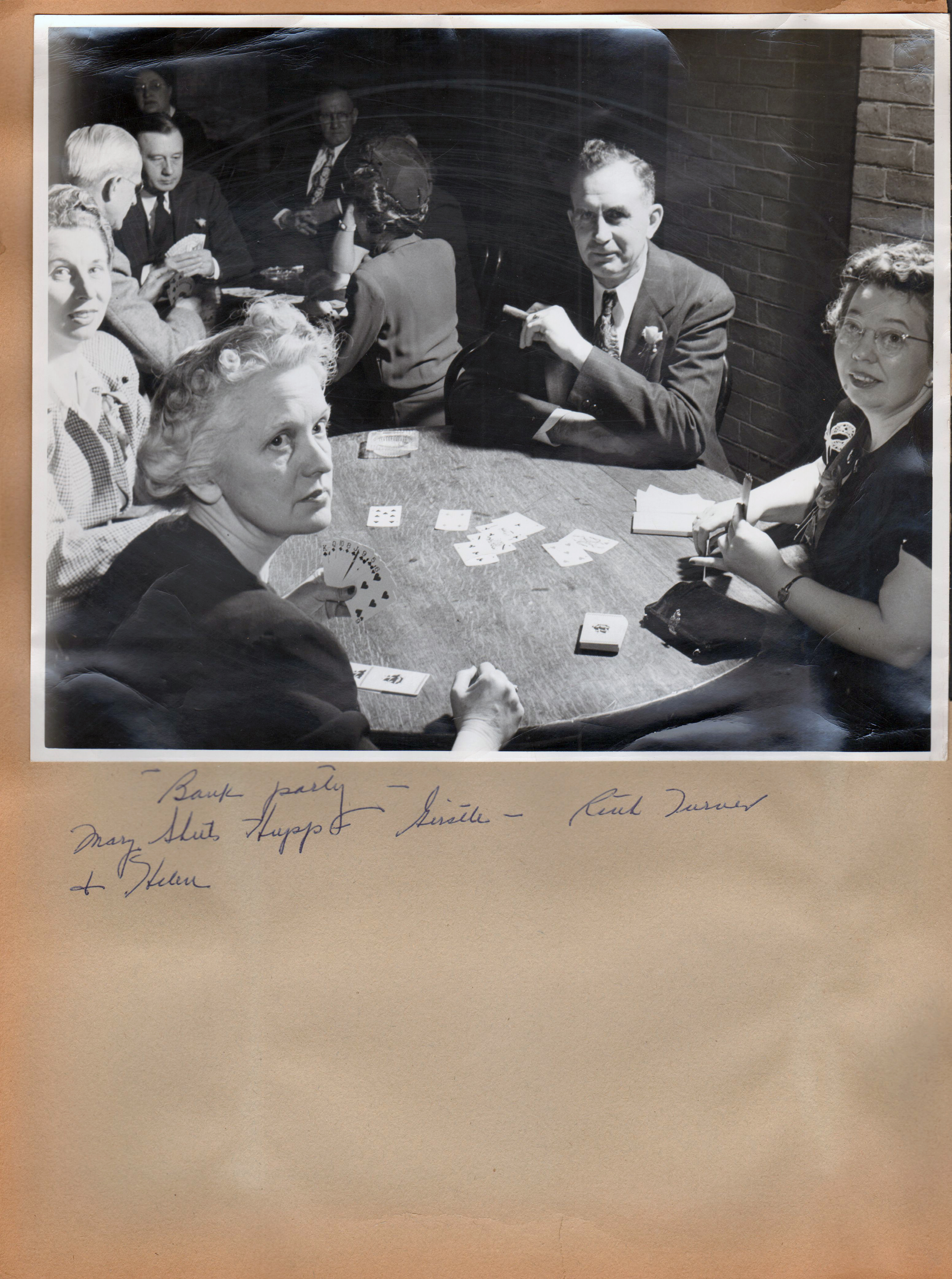 8x10 - Bank Party (Fletcher Trust? playing cards) Mary Sheets Hupp, Girstle, Ruth Turner + Helen