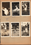 loose page - John D Hague - 1 year old with cake in 6122 yard. 14 months old in yard with tiny chair - 6131 and 6123 in back. With reel lawnmower.