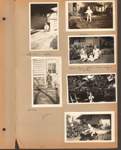Christmas 1932 - John playing with cars on open porch at 6122. Standing at back door.  In yard by back door with some kind of rolling toy - 16 months. With Helen and Nora in yard behind house - lots of bushes along drive and fence at back door - 20 months. By a large bush. Riding a toy car at back of house.