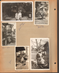 6122 - back yard, fence closed, car in driveway - Helen holding Glen and John. June 1934 John swing. March 1934 John by open porch. John and Glen? on tricycle in yard. January 1934 John D on horse at a farm.