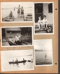 John and Glen with fish and Girstle in boat. on steps by door of cabin.