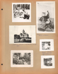 truck, man, animal. Carson House - Eureka, California - 1947. John by car in alley (unknown location). Tiny living room picture, no idea where. Helen Hague, Carol Whicker, Nora Dawson, Joe Whicker. John D on horse - Wall, South Dakota.
