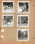 Union Chapel Church Centennial - 1961 - pitch-in dinner. [photo removed - Helen, Pat - grandmother Martha Dawson's wedding dress]. Minister at outdoor pulpit Broad Ripple Park Legion Memorial Service.
