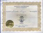 Indpls Police Dept certificate for Girstle - Coffee Can Fund.