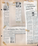 newspaper clipping - Hughbanks 50th. newspaper clipping - Freihage 50th. newspaper clipping - JA McClanahan obit. newspaper clipping - 4 Remember Mattsville.