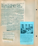 newspaper clipping - 1971 Elevator malfunction in hospital - Jo Ellen Messersmith. newspaper clipping - Old Friends invited to party Riviera Club - Bomberger. Union chapel Christmas Party.
