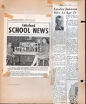 newspaper clipping - Lakeland school news - Mrs Sprague. newspaper clipping - Elmsley Johnson obit.