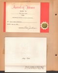 Award of Honor for Helen at Hollis Adams. Andy - Edith wedding invitation.