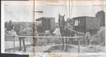 newspaper clipping - Doctor chopper flies past Amish buggies new Lagrange.