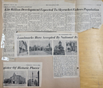newspaper clipping - Fishers Sunblest Farms coming. newspaper clipping - Landmarks accepted.