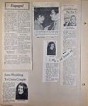 newspaper clipping - Hague-Slauter engaged. newspaper clipping - Peg McDowell Sheraton Dinner Theater. newspaper clipping - Johnsons 50th.