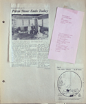 newspaper clipping - Patio Show ends today. newspaper clipping - Family Circus. Ringer-Grentz wedding invitation.
