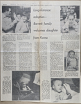 newspaper clipping - Barnett family welcomes daughter from Korea.