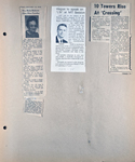 newspaper clipping - Mabel Robert obit. newspaper clipping - NAFI John. newspaper clipping - 10 towers rise at Crossing