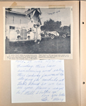 newspaper clipping - Philip Hedback old cars at a barn. 