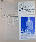 newspaper clipping - Flowing Well remembered. House card - Russe's house. Benjamin Harrell WWI