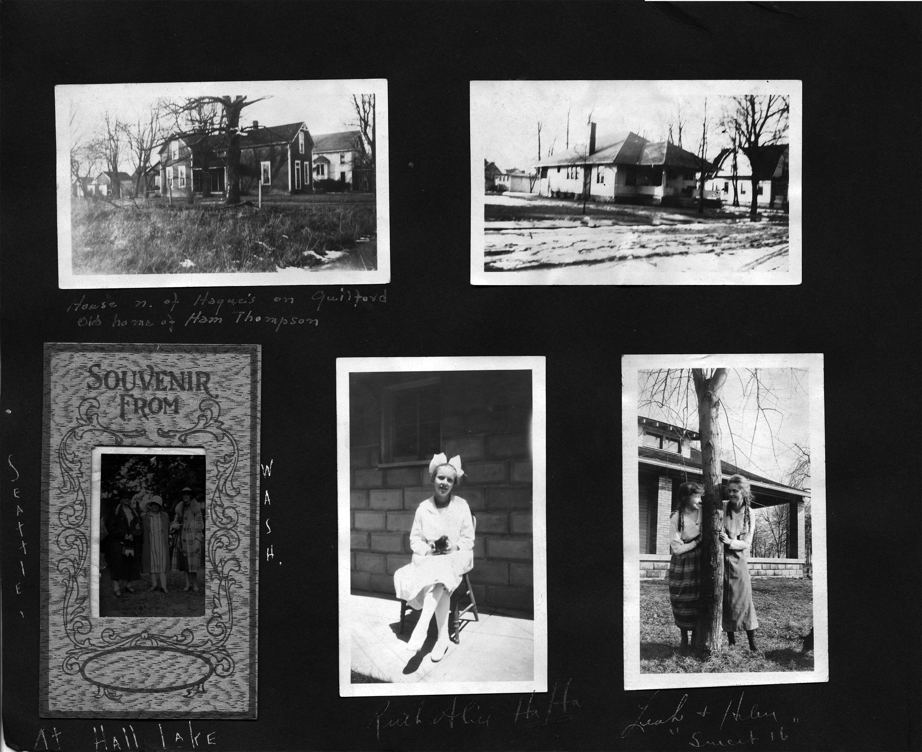 House n. of Hague's on Guilford - Old home of Ham Thompson / Seattle, Wash. at Hall Lake / Ruth Alice Ha Ha / Leah + Helen - Sweet 16