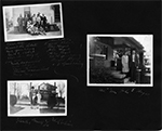 Front row: Russell Lee Roberts, Earl Spaulding, Edith C. Roberts, Clarellen Hague. 2nd row: Nitha Wadsworth, Nora Hague, Edna Roberts, Lowell Wadsworth, Amy Hague. Back row: Russell Roberts, Glen Hague, John Hague, Helen Hague, Edith Spaulding, Girstle Hague, A.J. Spaulding. / Clarellen, Russell Lee, Edith Catherine / Mrs. + Mrs. John E. Hague (Upper left likely back of 6170 Guilford, House right 6170 Bellefontaine/Guilford, House lower left is 6167 Guilford)