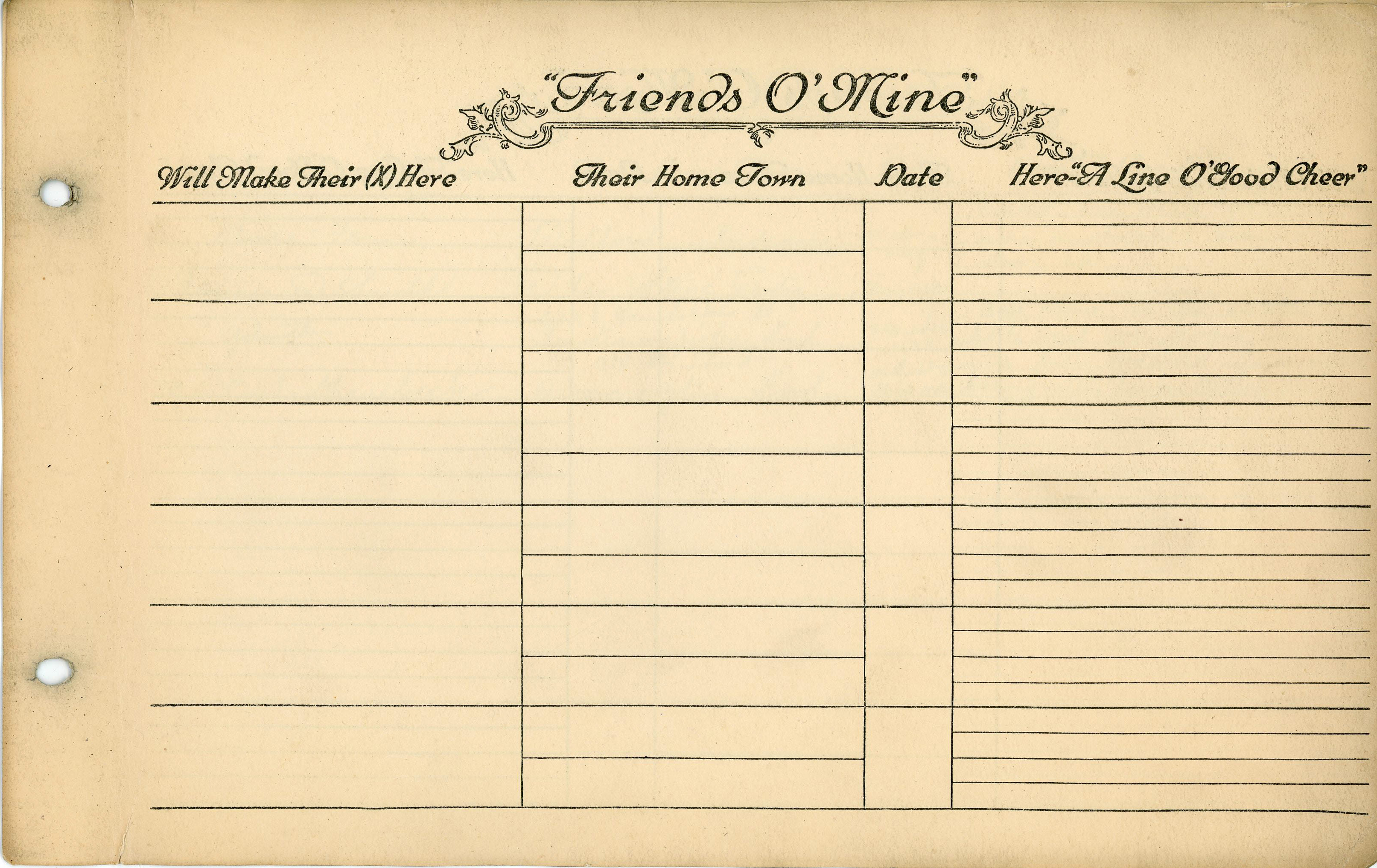 Friends O Mine page - blank
