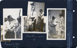 I was 2 mo. old. Brother was 4. A (aunt?) Gladys came. Curt holding Rosemary, Vonnie. Curt and Warren, Vonnie holding Rosemary - 1926
