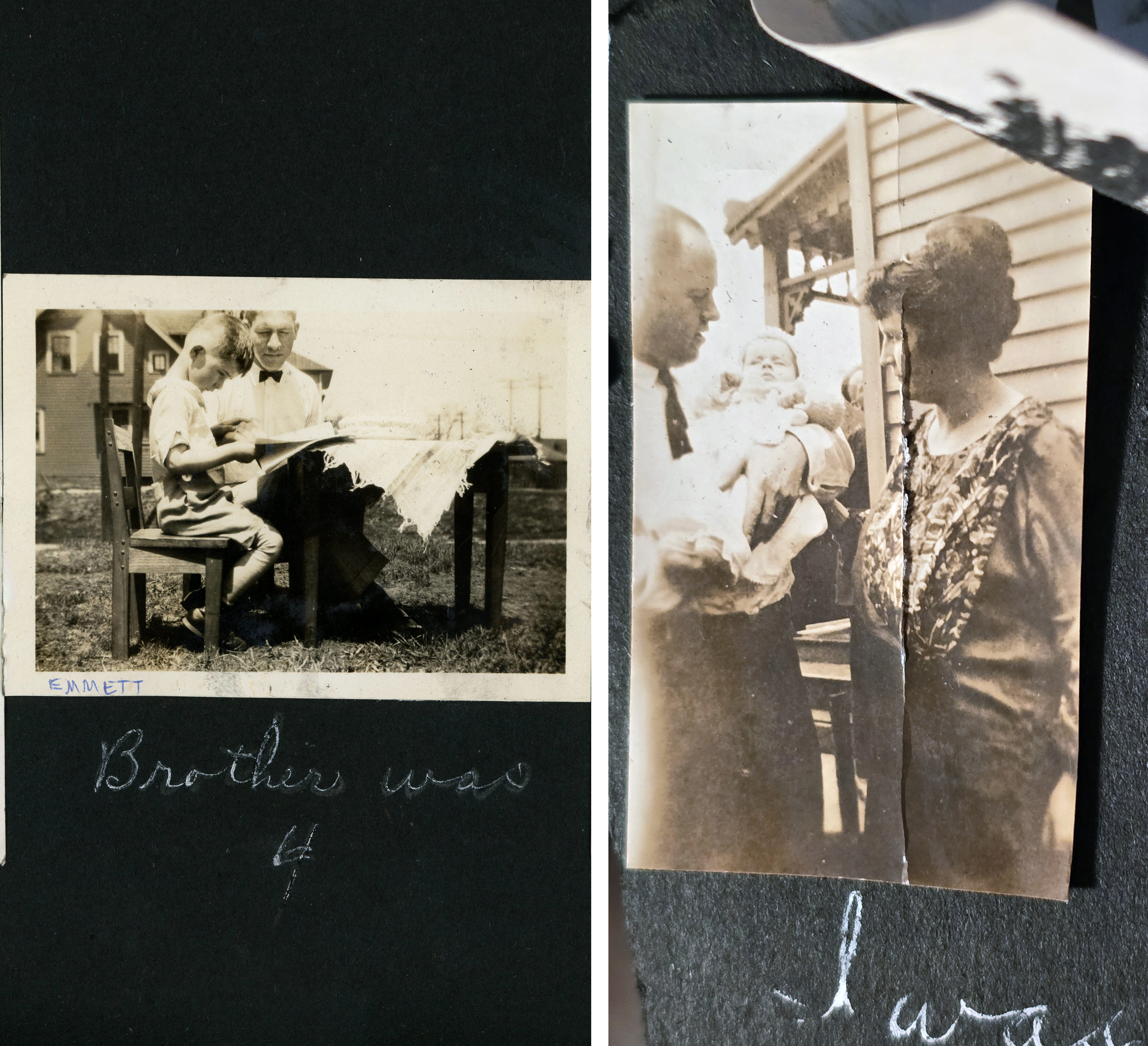 picture under others. Warren and Emmett (Walter/Tim) at table. Curt, Rosemary and Vonnie.