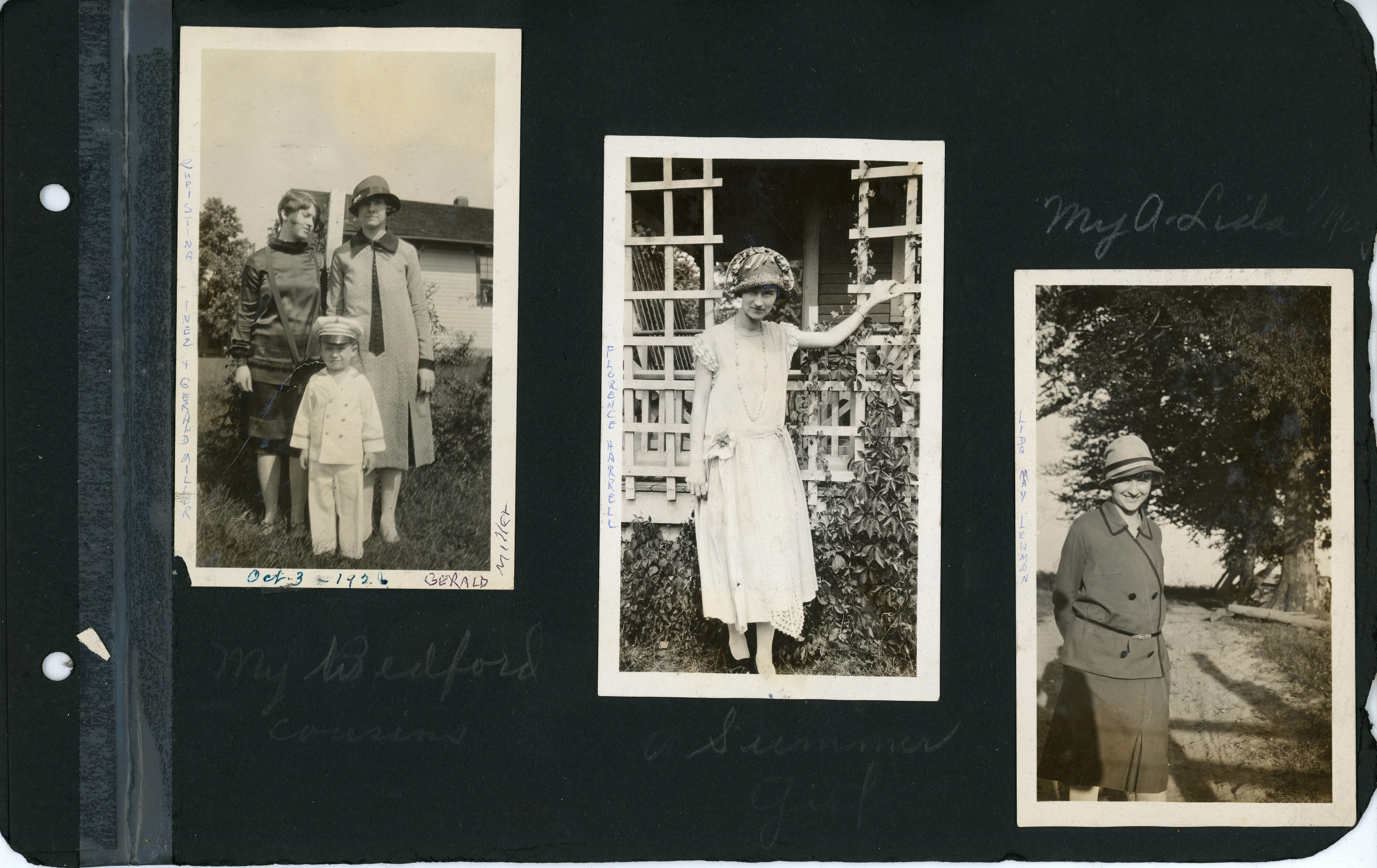 My Bedford cousins - Christina, Inez and Gerald Miller. Florence Harrell. My aunt Lida May Lehman