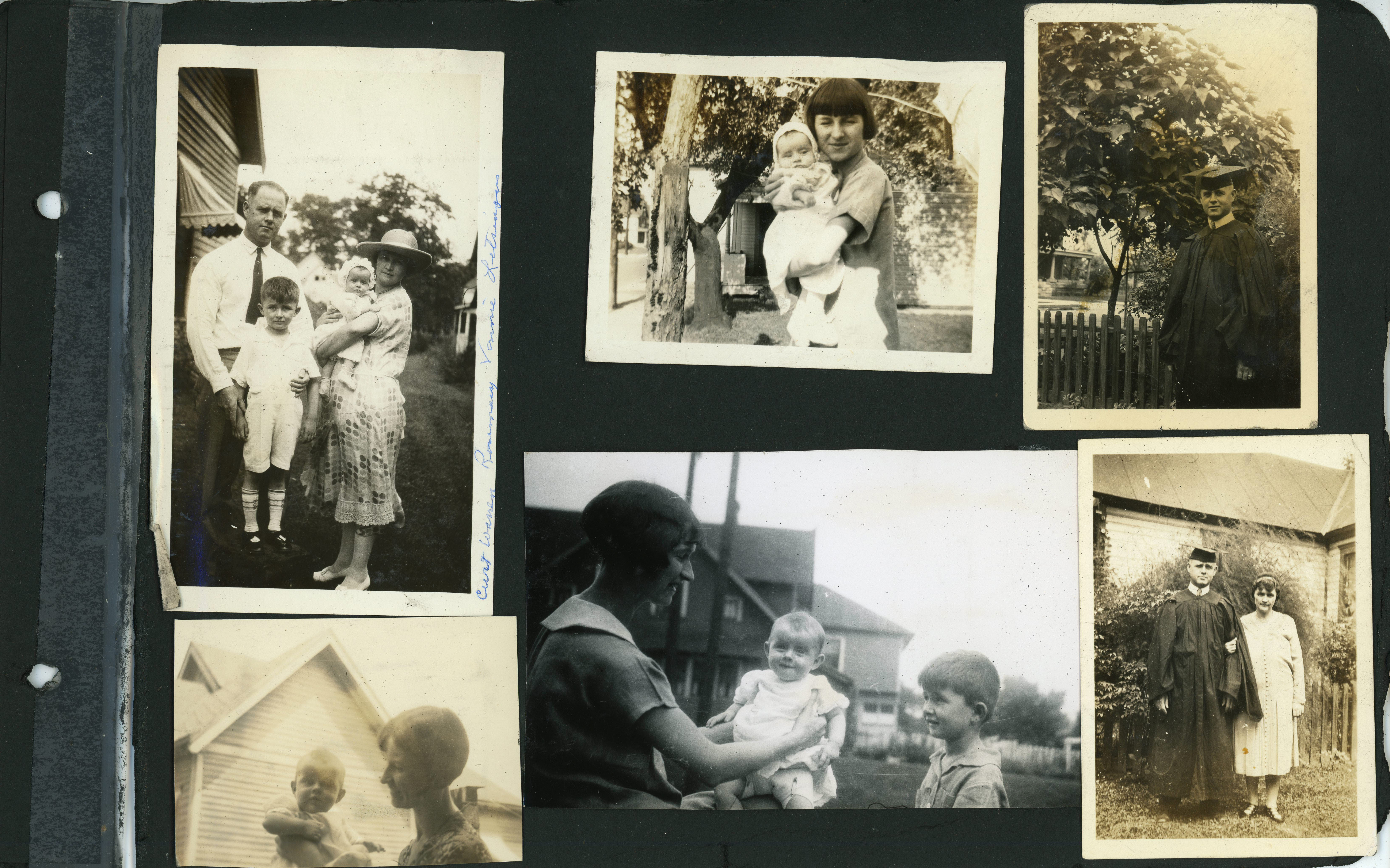 Curt, Warren, Rosemary and Vonnie. Dorothy Waldron holding Rosemary. Curt graduating college