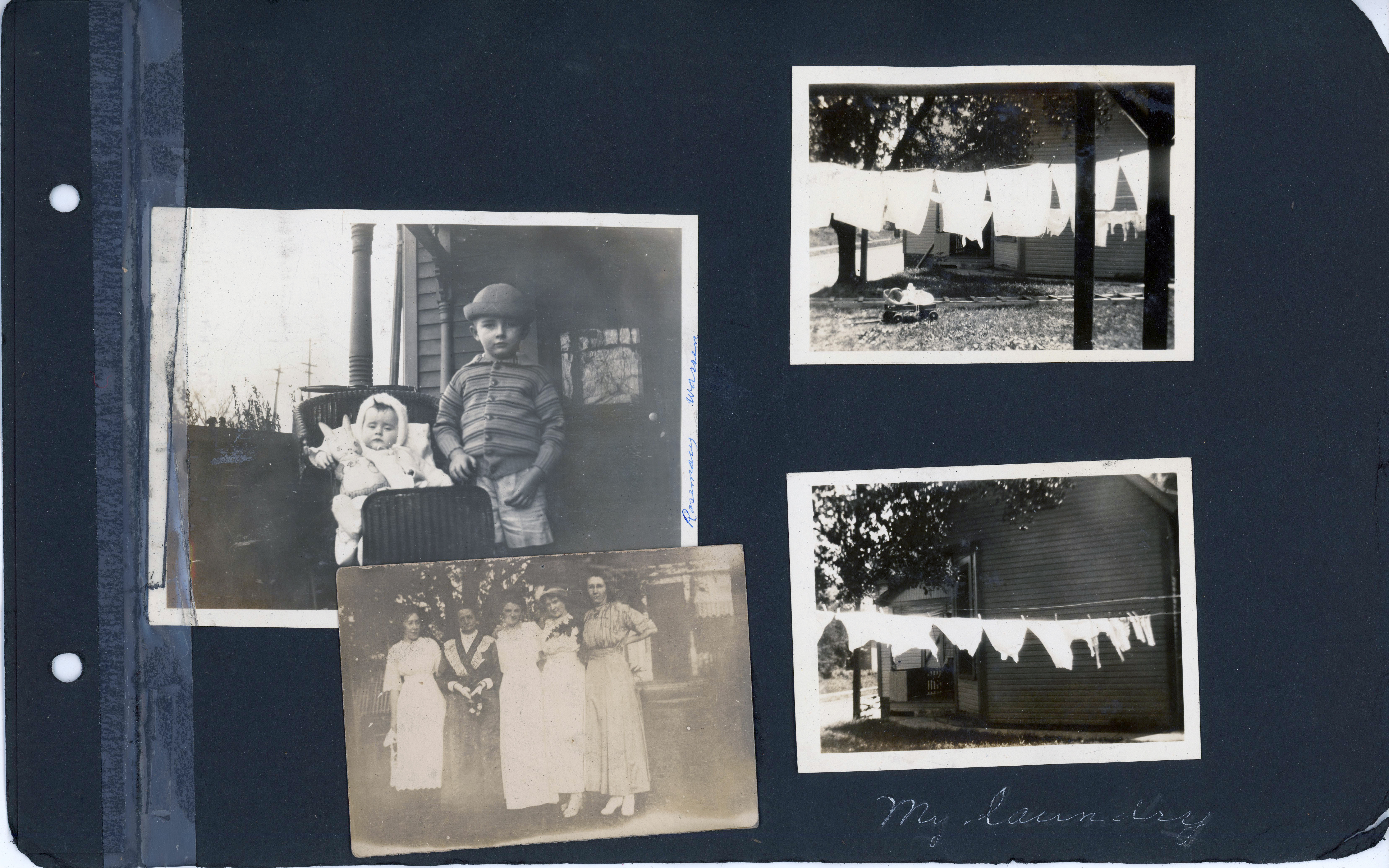 Warren and Rosemary. My laundry. back of group photo only says Fern and Mrs. Denison