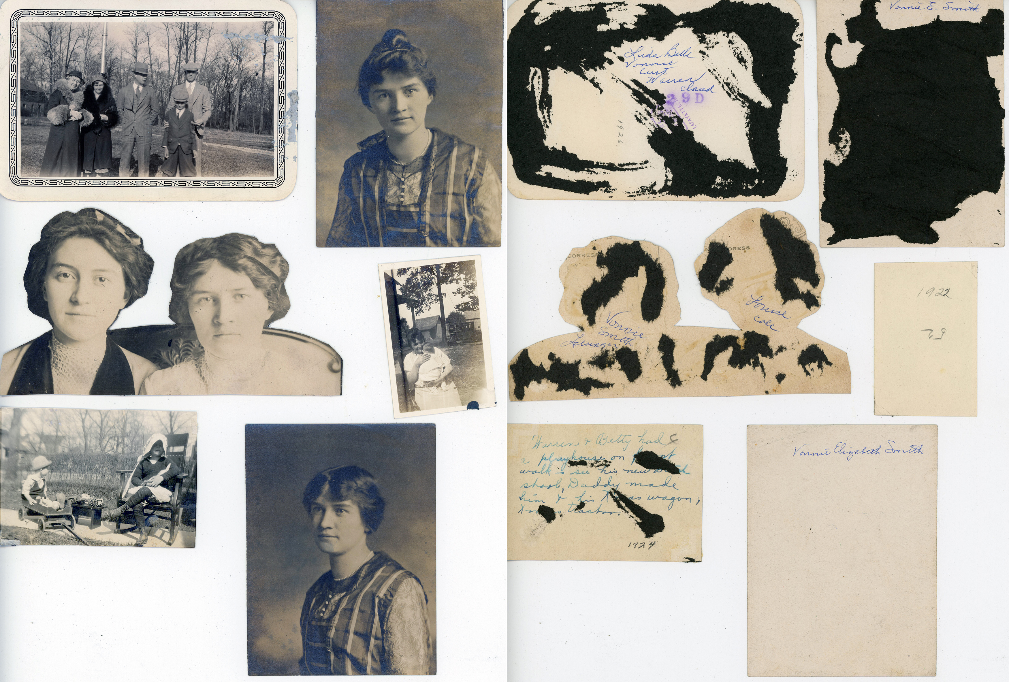 Lida Belle, Vonnie, Curt, Warren, Claud. Louise Cole, Vonnie Letsinger (1926). Warren and Betty 1924. Vonnie, Vonnie and Warren 1922, Vonnie.