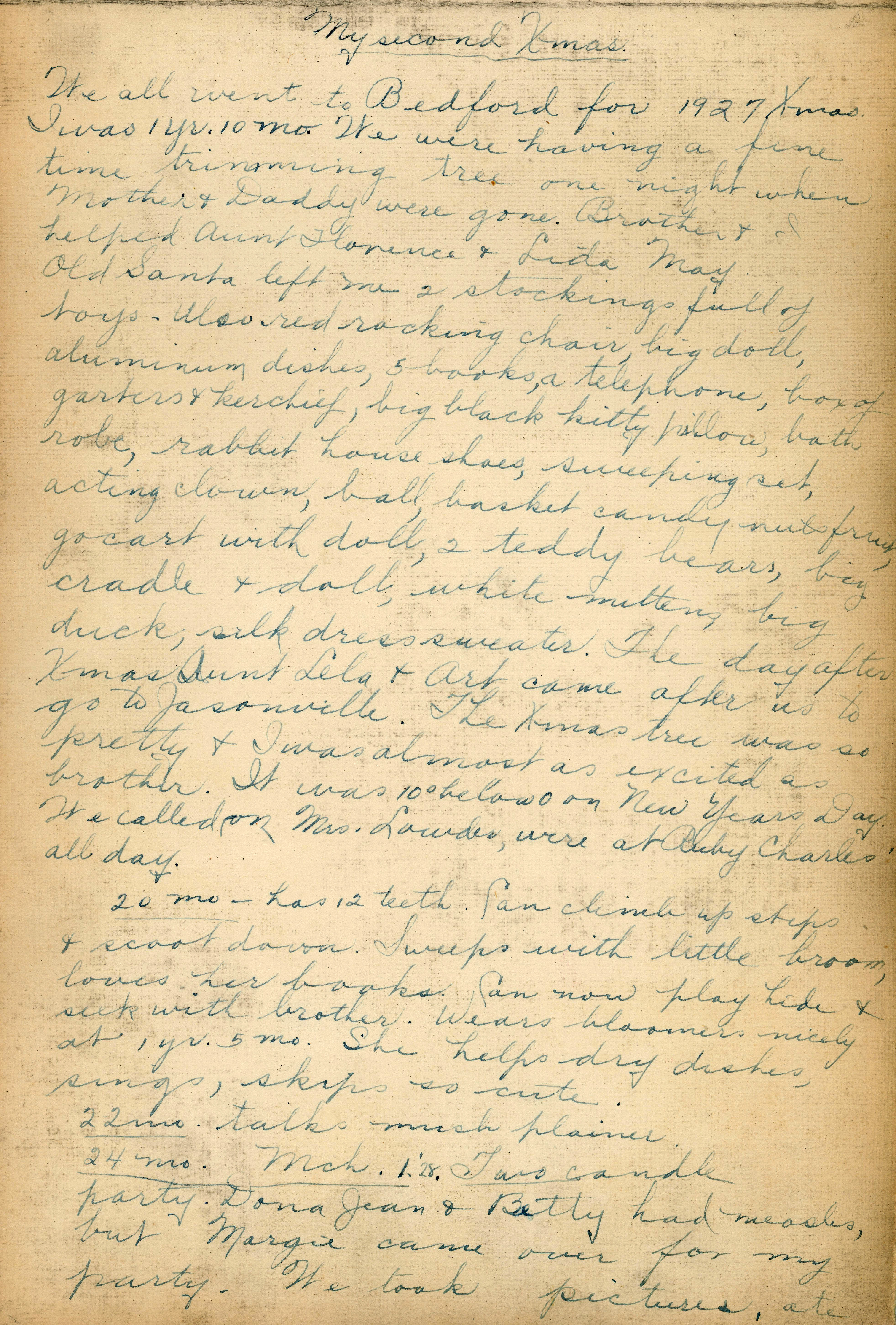 My Second Xmas - handwritten letter