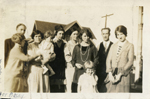 loose picture - Left side: Harriet and Art Basey - (names on back) Lela, Louise, Constance, Katie, Everett.