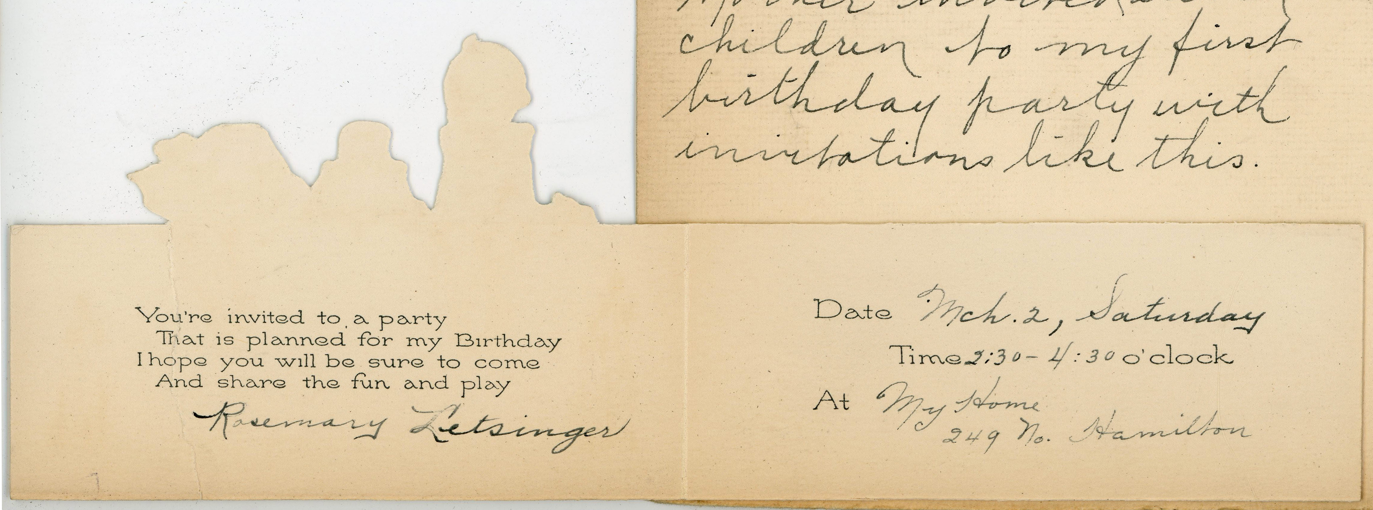 Birthday invitation opened up