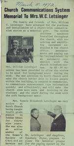 North Methodist Church bulletin - Vonnie Letsinger communications system