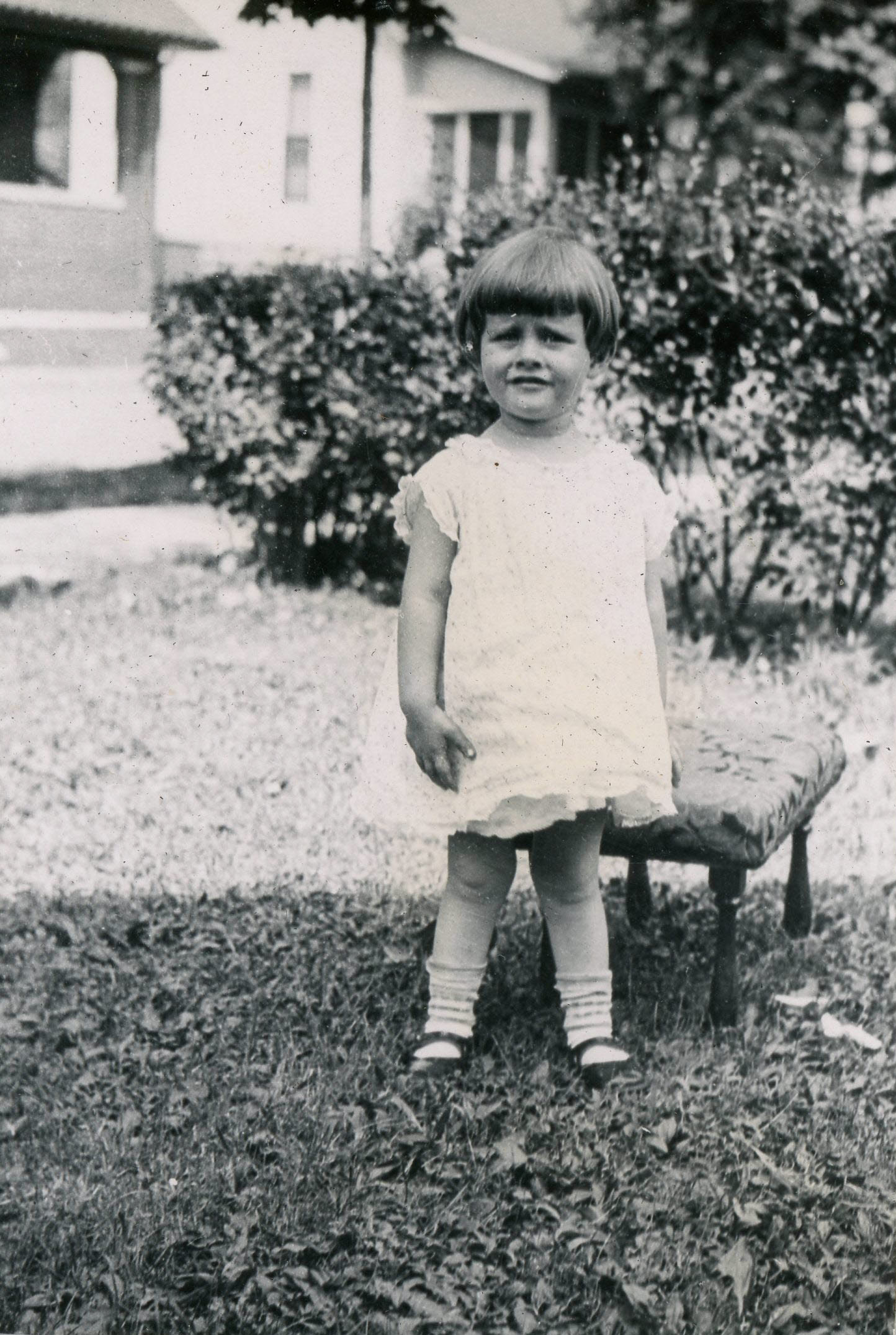 loose photo - Rosemary in yard with stool