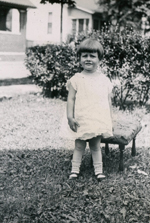loose photo - Rosemary in yard with stool