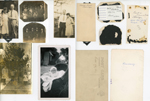 loose photos - Vonnie and Curt. Group top (hard to determine order) - (back) Curt, Joe, Dorothy, Doris, Lida Belle, Arthur, Claud. (front) Vonnie ans Rosemary, Dot and Lilly, Lida May, Louise, Arthur Nash. Group below that - Curt, Joe, Claud, Arthur, Speed, Warren. Curt and Vonnie at 3845 Capitol. Group by tree Dec 23, 1911. Rosemary in baby carriage.