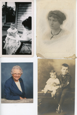 loose photos - Summer 1926 Rosemary and Vonnie. Vonnie E Smith. Lida May - Bedford school teacher 1988. Rosemary, Warren - 1926