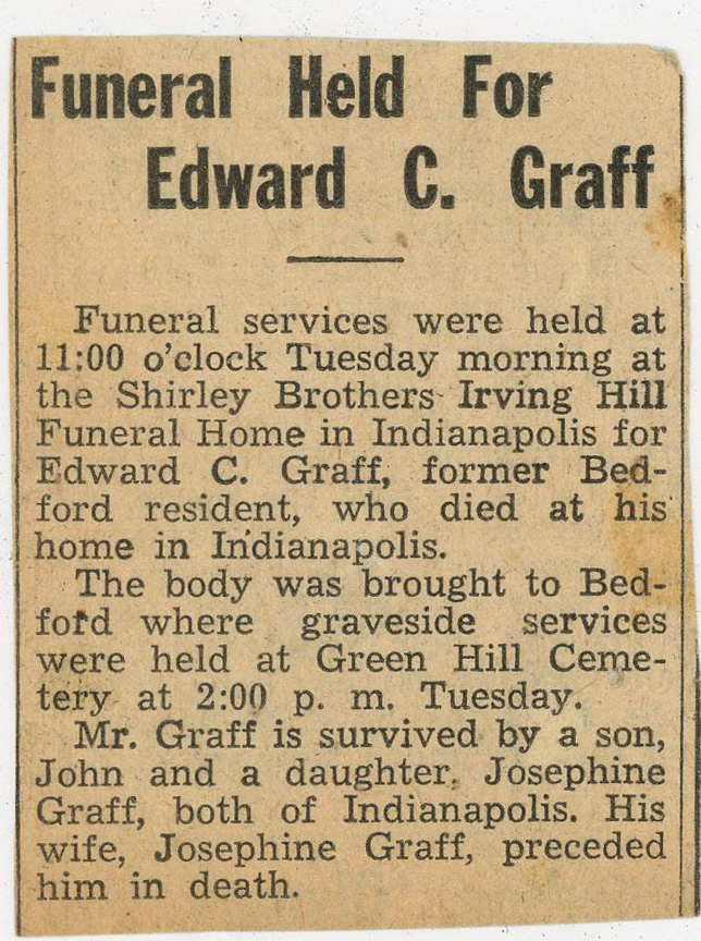 loose clipping - Funeral held for Edward C Graff