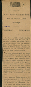 newspaper clipping unfolded - Smith-Letsinger Wedding (misspelled Litsinger) Bedford Daily Mail - July 2, 1921