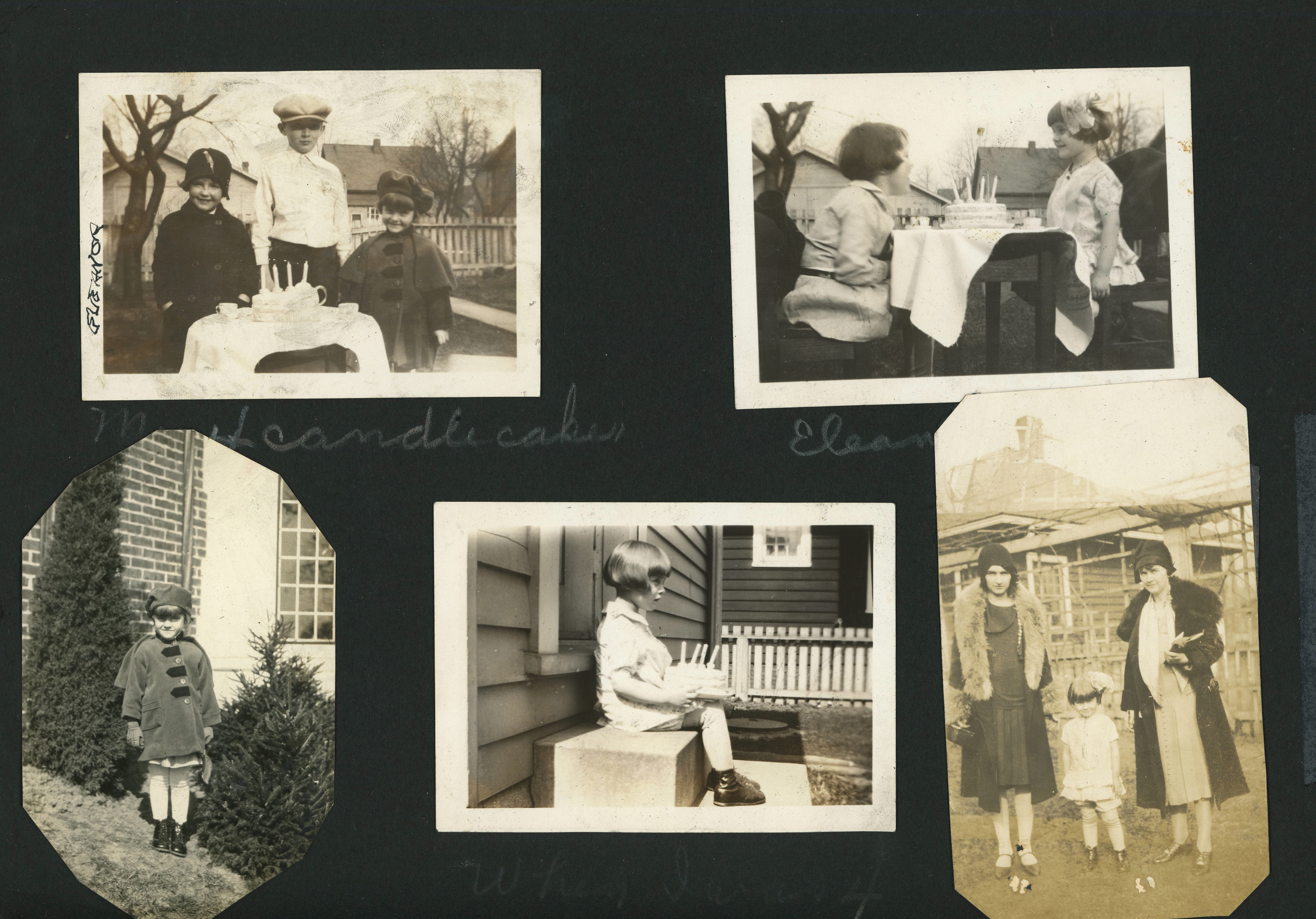 Eleanor, Warren and Rosemary with cake. Lida May, Rosemary and Vonnie at 3845 N. Capitol Ave